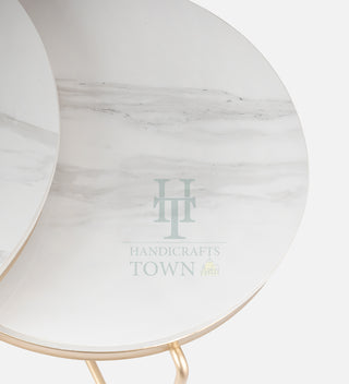 Minimalist Nesting Tables With Marble Top (Gold)