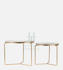 Minimalist Nesting Tables With Marble Top (Gold)