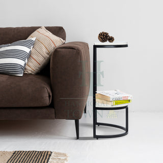Half Round Marble Side Table (Black)