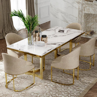 Amalgam Metal Marble Dining Table  chairs