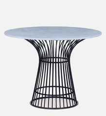 Swirling Black Dining Table With Marble Top