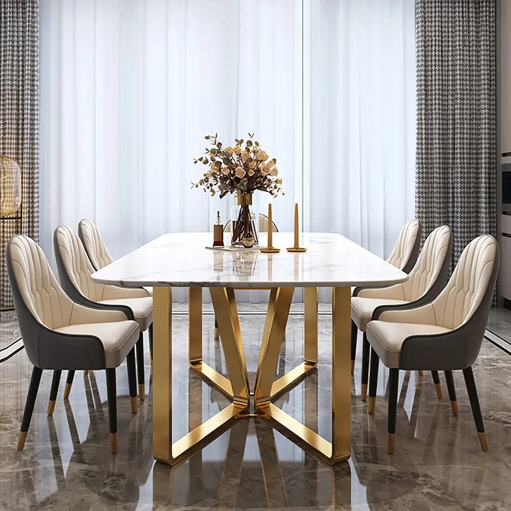 Astral White and Gold Dining Table