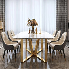 Astral White and Gold Dining Table with Chairs