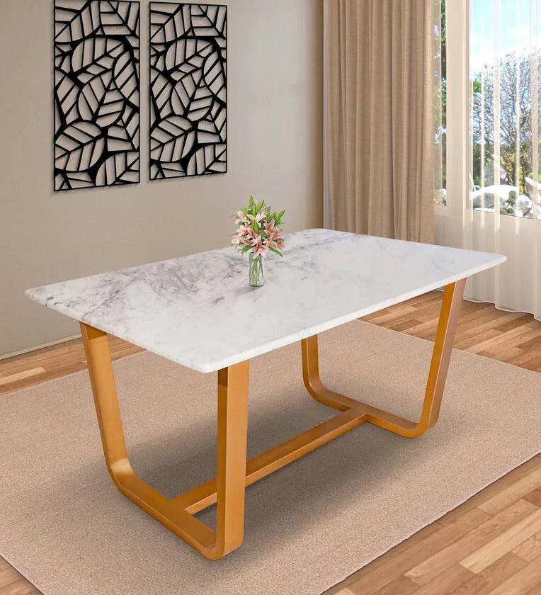 Stratus White Marble Dining Table
