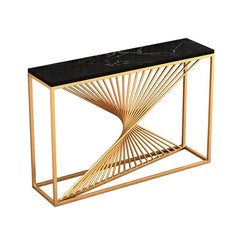 Swirlstar Metal Console Table With Black Marble