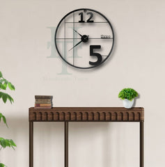 Alphabetic Metal Round Wall Clock (Black)