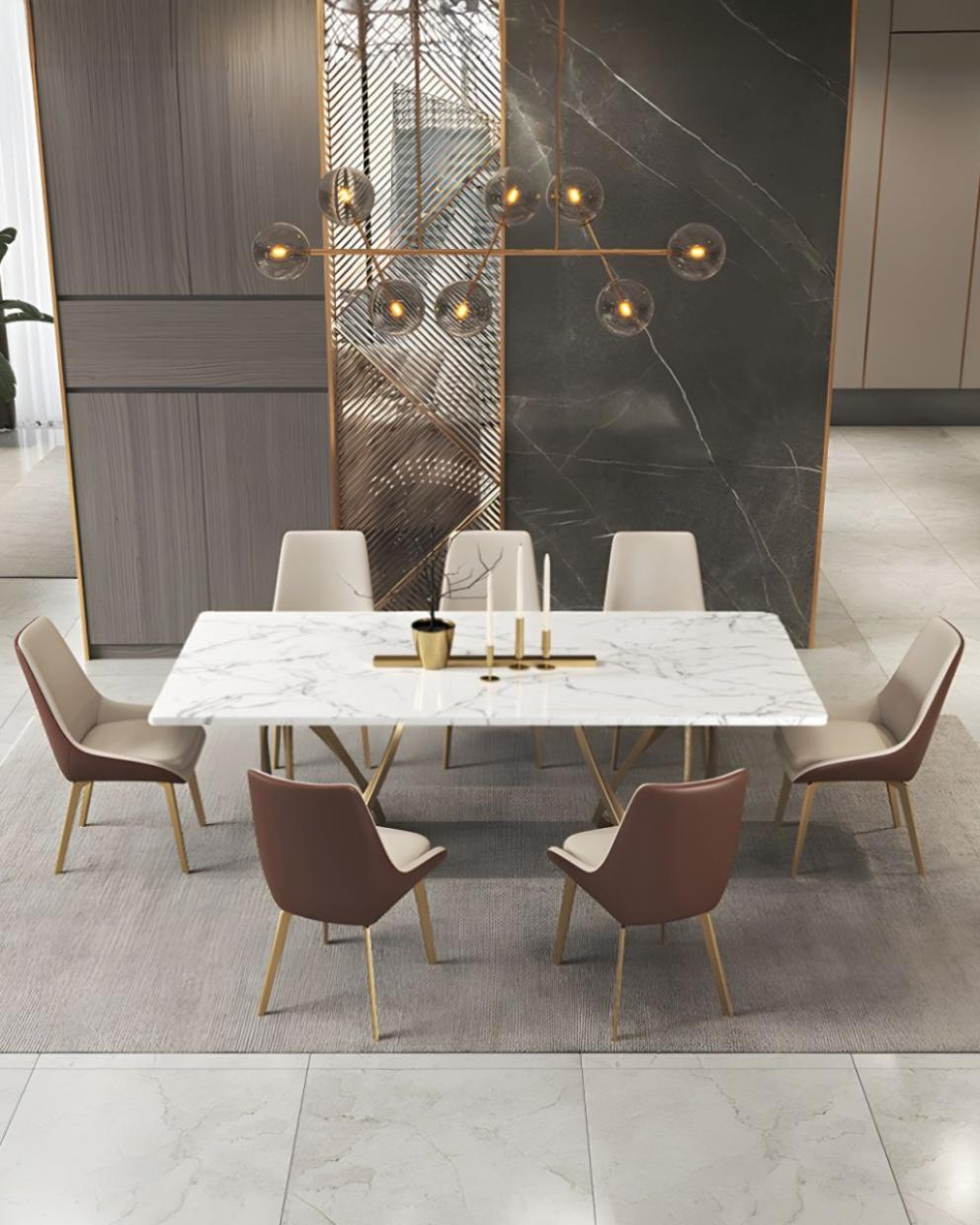 White Gold Fusion Dining With 8 Seater