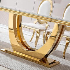 The Sterling Metal Dining Table With 6 Chairs In Golden