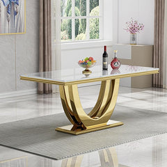 The Sterling Metal Dining Table With 6 Chairs In Golden