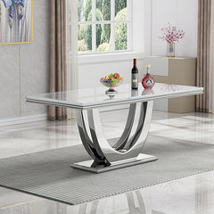 The Sterling Metal Dining Silver Table With 6 Chairs