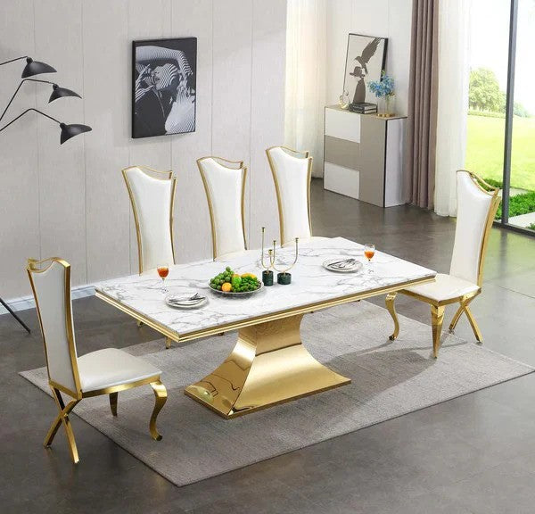 The Golden Glow Dining Table With 6 Chairs