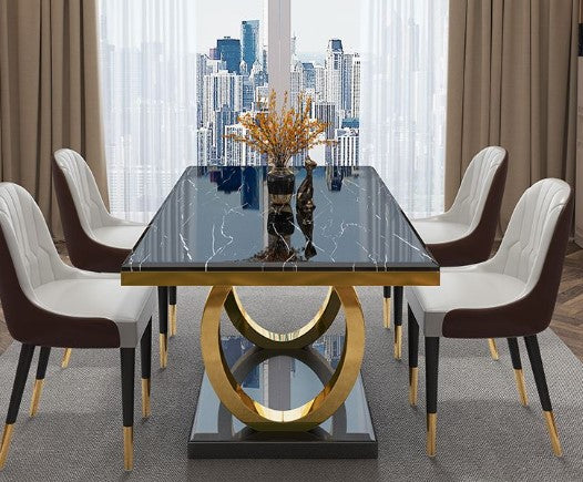 The Opulence Metal Dining Table With 6 Chairs