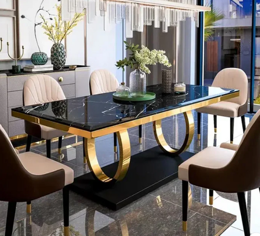 The Opulence Metal Dining Table With 6 Chairs