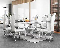 The Ring of Royalty Dining Table With Six Chairs Silver