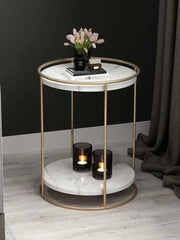 HT Tow Layers Marble Side Table (Gold)