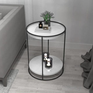 HT Tow Layers Marble Side Table (Black)