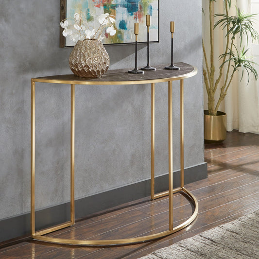 Half Round Metal & Marble Console Table By Handicrafts Town