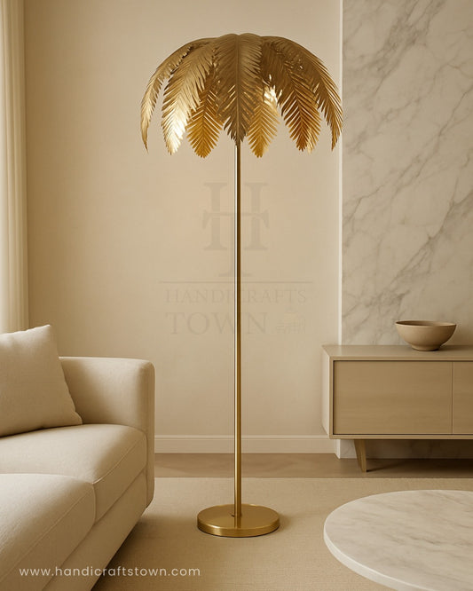 Golden Frond Metal Lamp