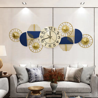 Yulia Blue & Golden Metal Wall Clock