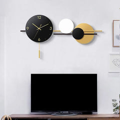 Nexus Black And Golden Circle Metal Wall Clock