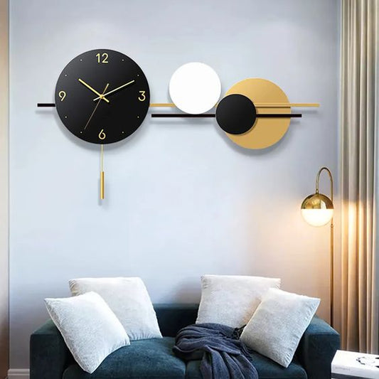 Nexus Black And Golden Circle Metal Wall Clock