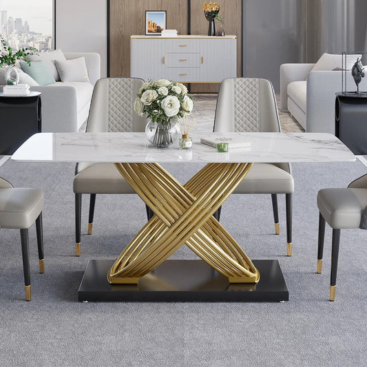 Intertwined Elegance Dining Table With Six Chairs