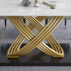 Intertwined Elegance Dining Table With Six Chairs