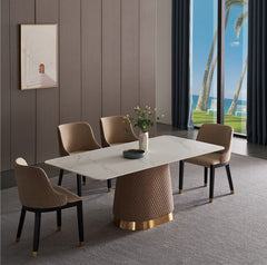 The Plush Metal Dining Table With Six Chairs