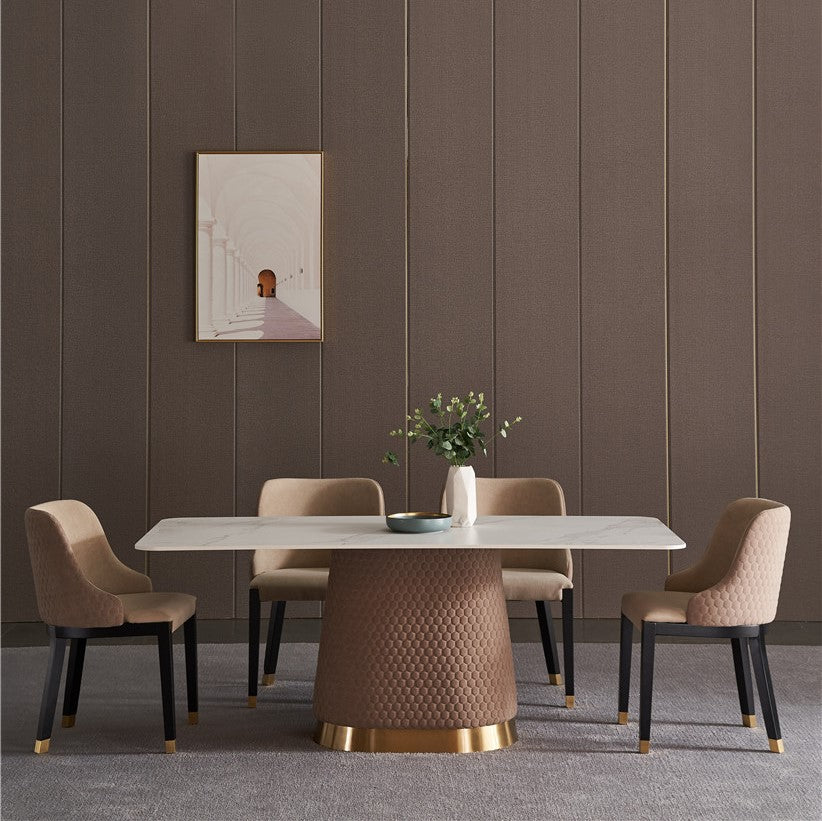 The Plush Metal Dining Table With Six Chairs