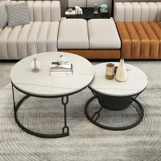 HT Modern Black Coffee Table with Metal Frame