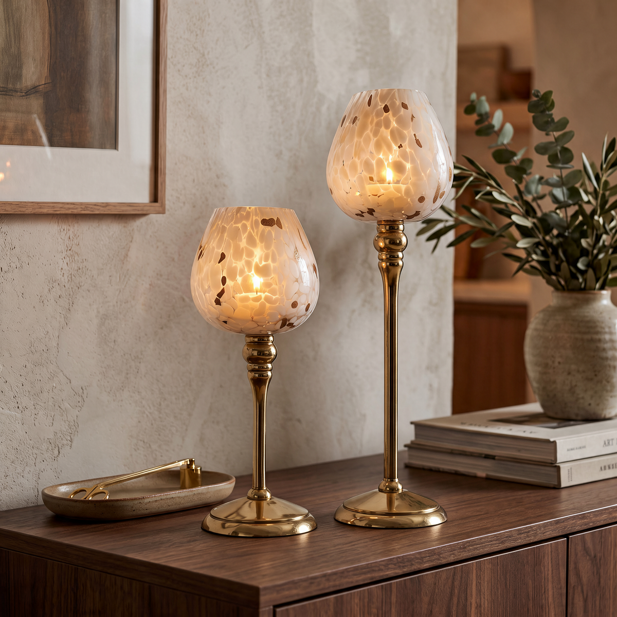 Celestine Glass Candle Stands