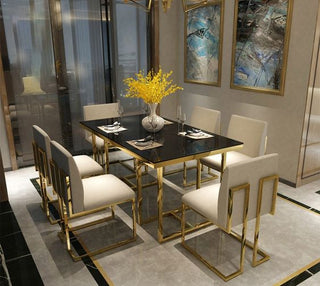Black and Gold Elegance Dining Table With Chairs