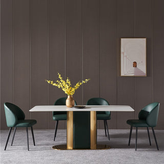 Emerald Glimmer Metal Dining Table With Chair