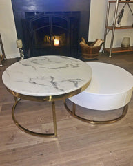 Artus marble and wooden Nesting tables with storage