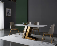 Argent & Aurum Metal Dining Table With 6 Chairs